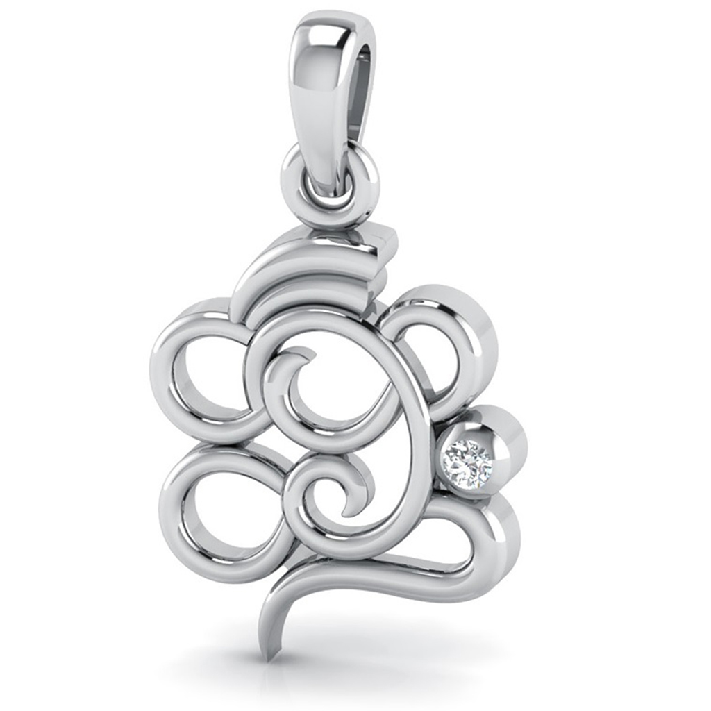 Elegant Silver Swirl Pendant with Sparkling Stone