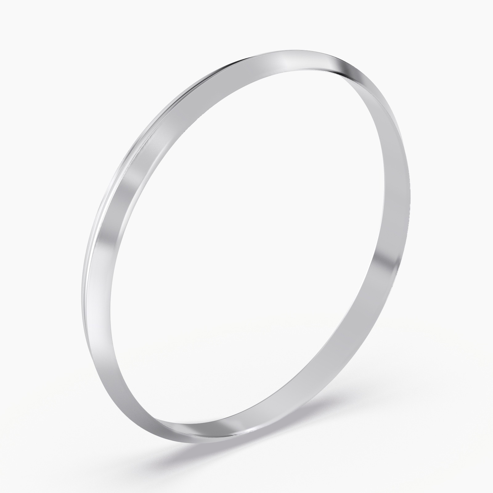 Classic High-Polish Slim Bangle in Elegant White Metal