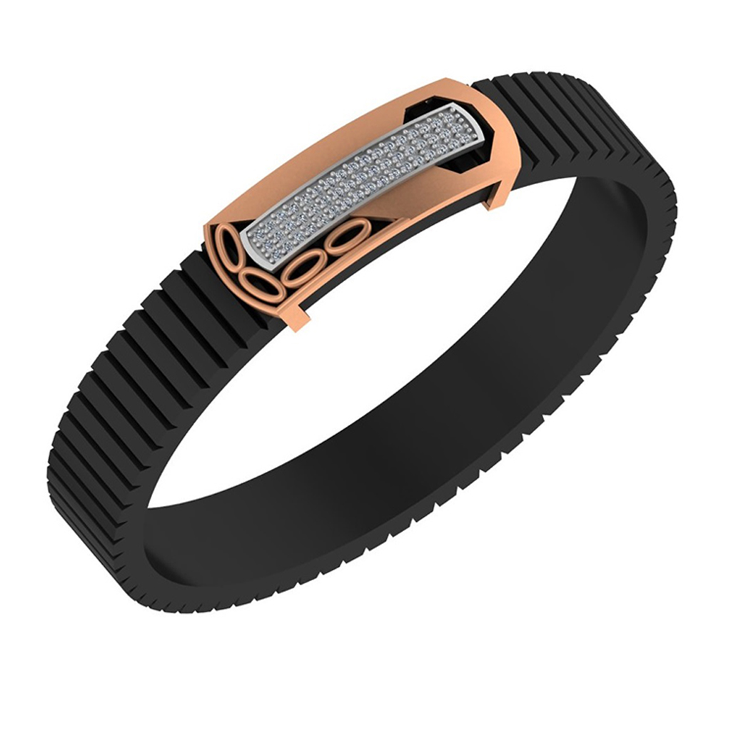 Sleek Linear Diamond Men’s Bracelet with Rose-Gold Frame