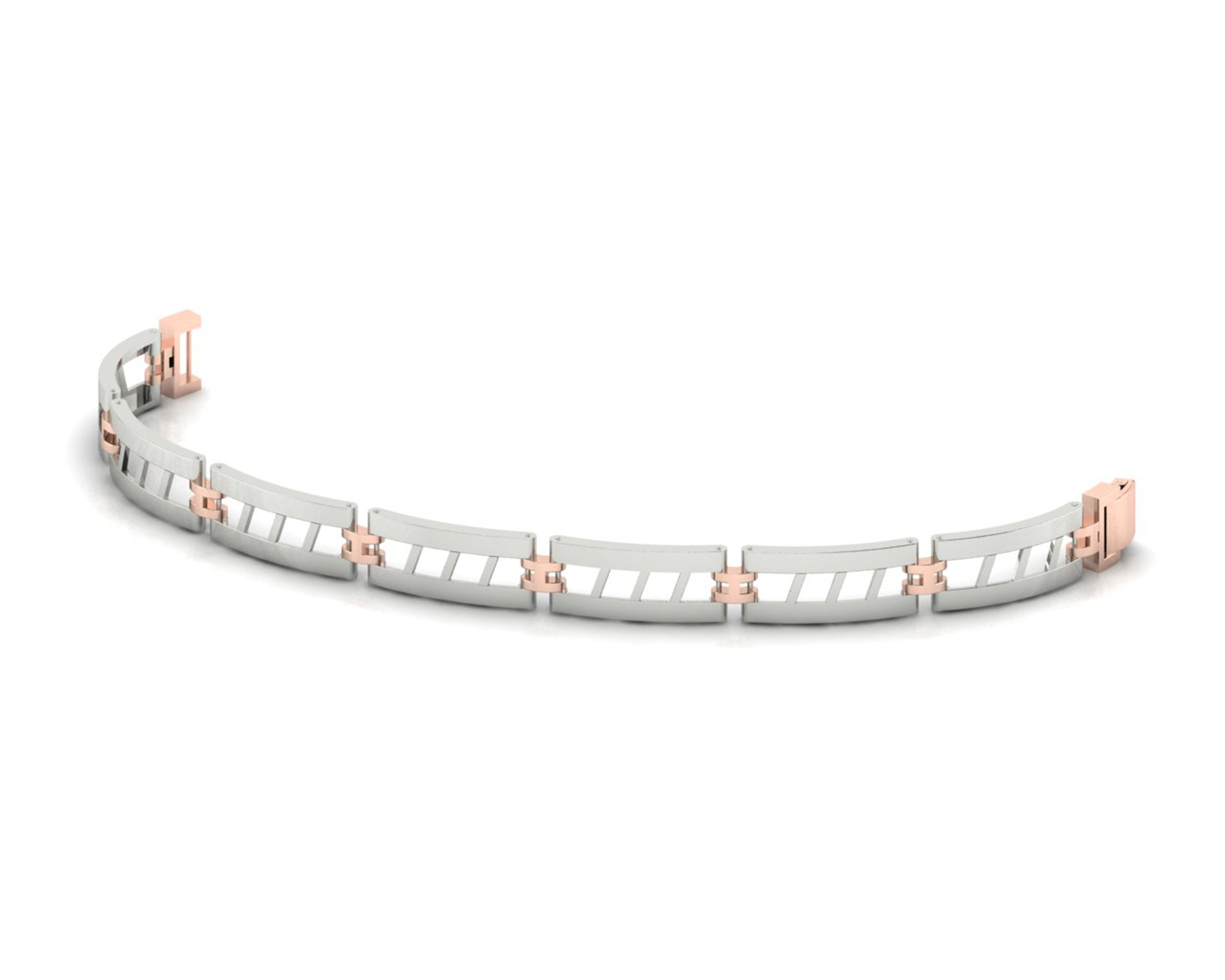 Dual-Tone Diamond Bar Link Bracelet in Sleek Modern Design
