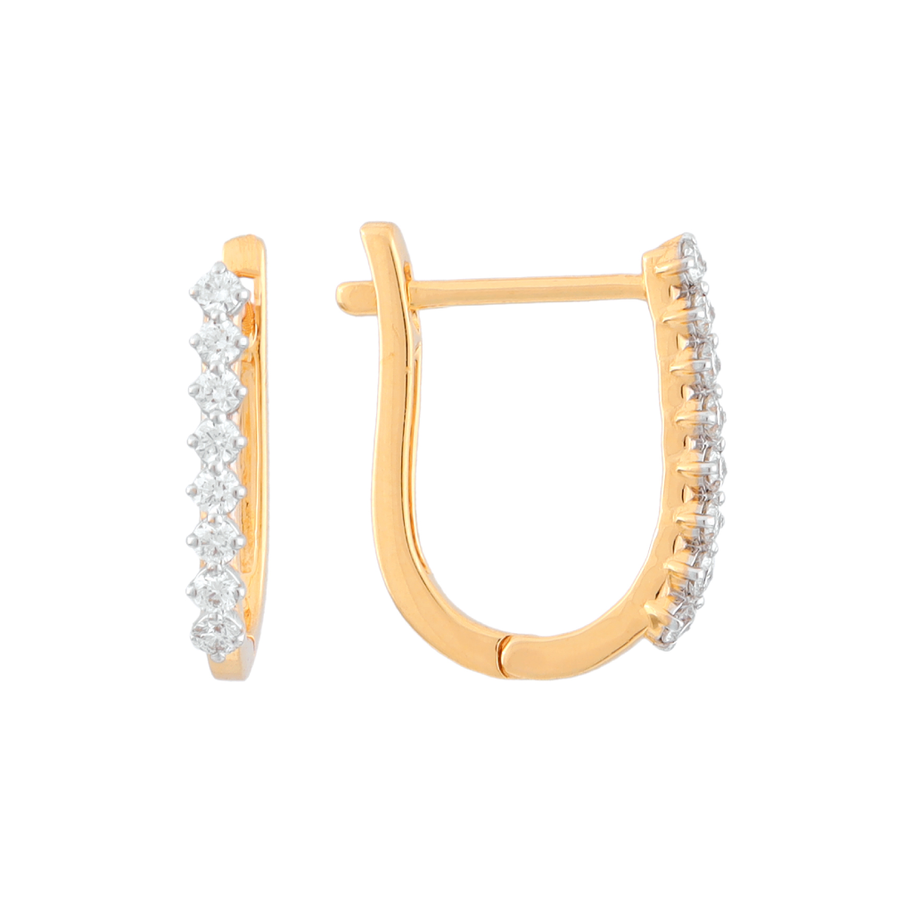 Diamond Line Gold Hoop Earrings