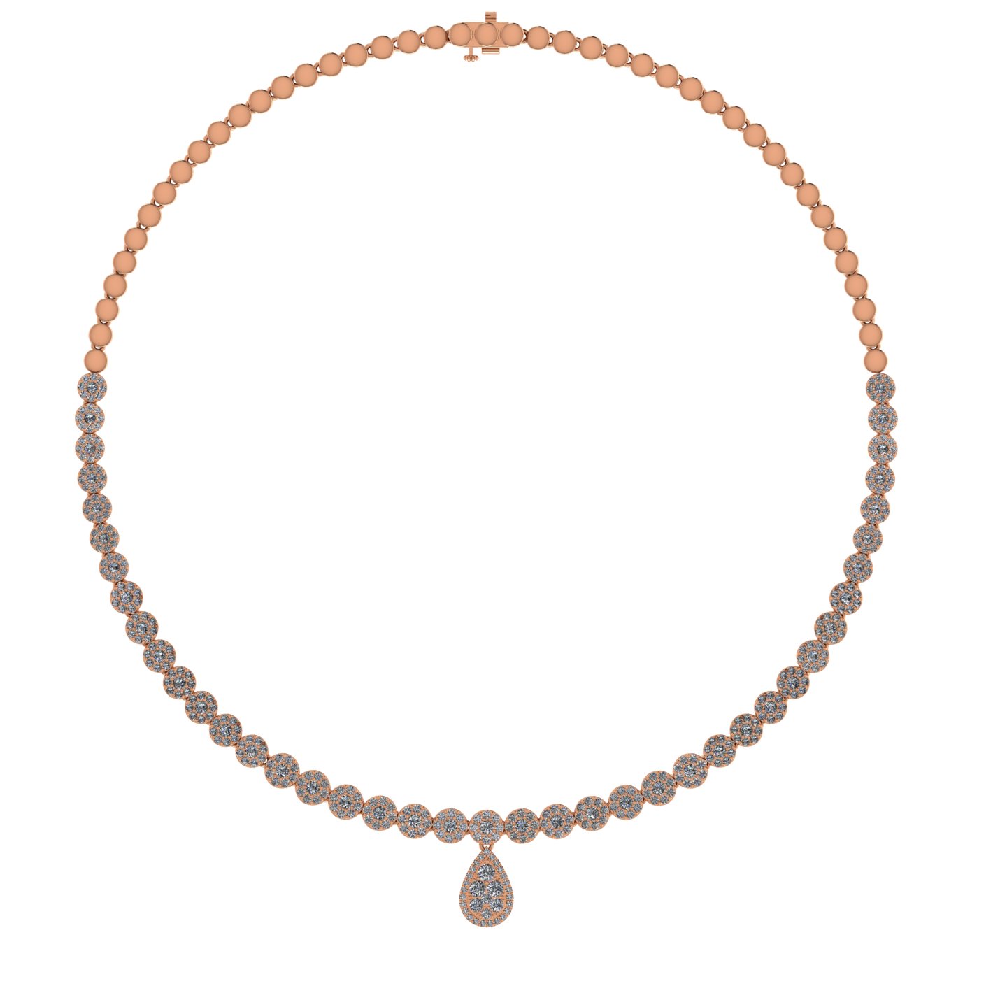 Rosé Pavé Pearl Teardrop Necklace