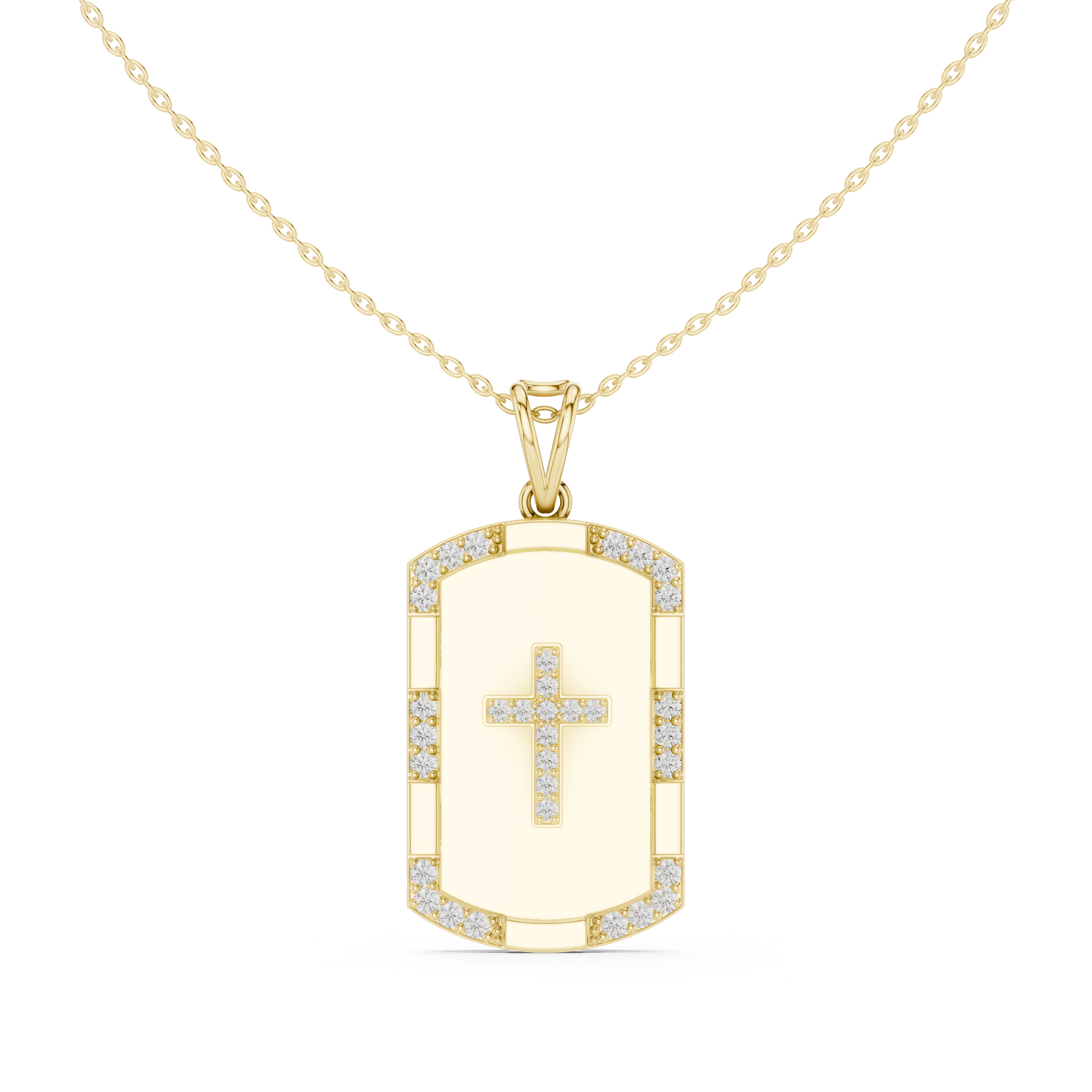 Faith Cross Gold Dog Tag Pendant Necklace