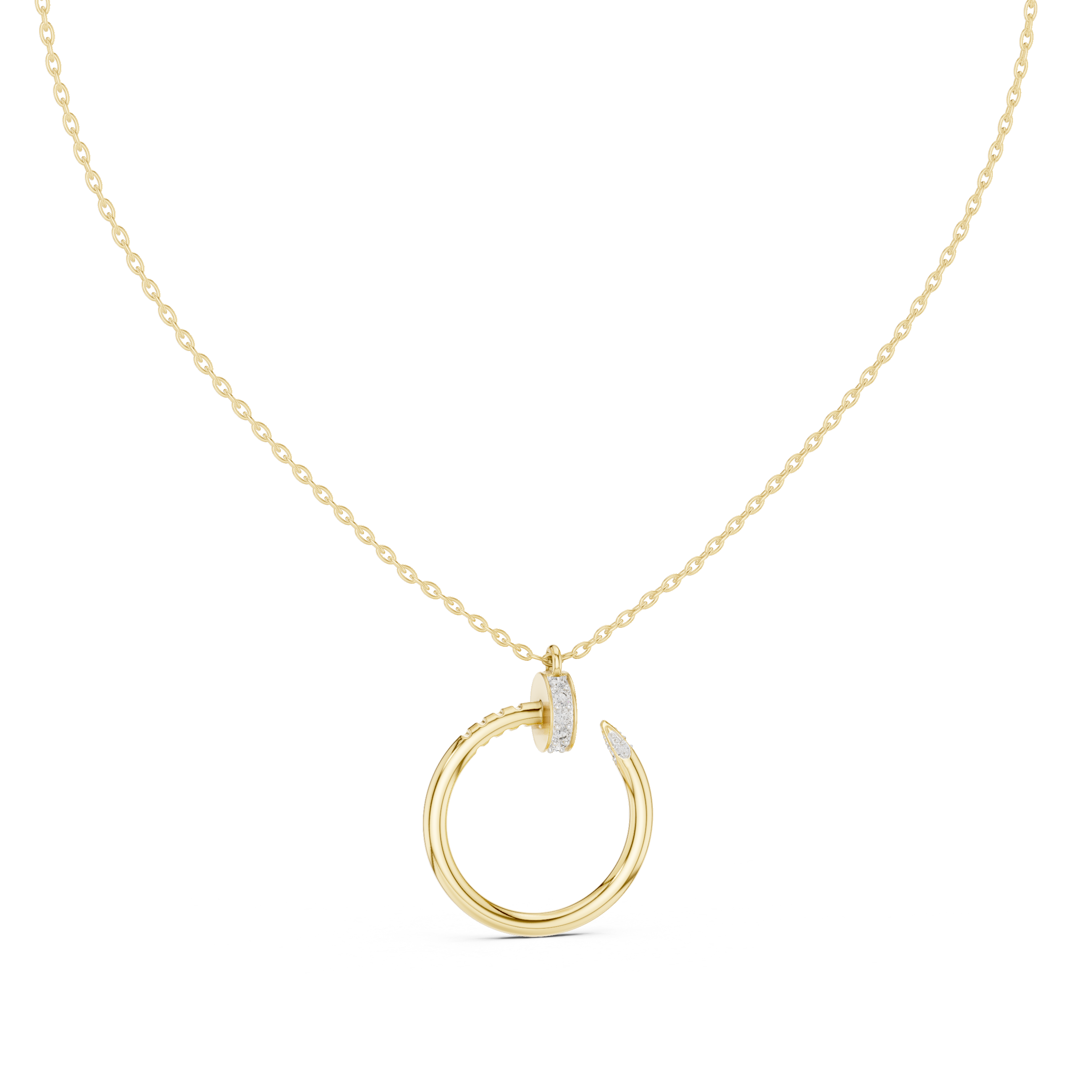 Open Circle Pavé Accent Gold Necklace