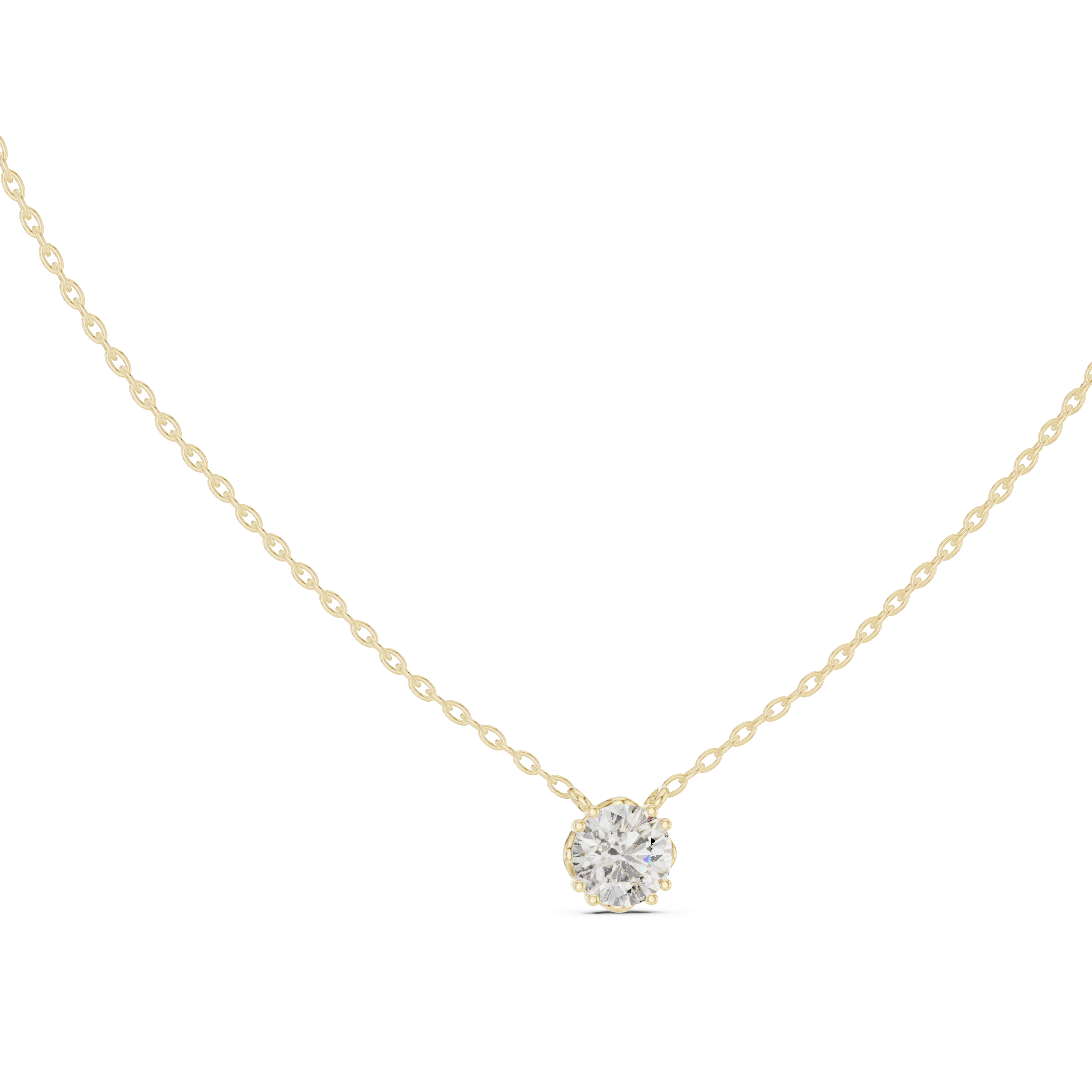 Classic Round Solitaire Gold Necklace