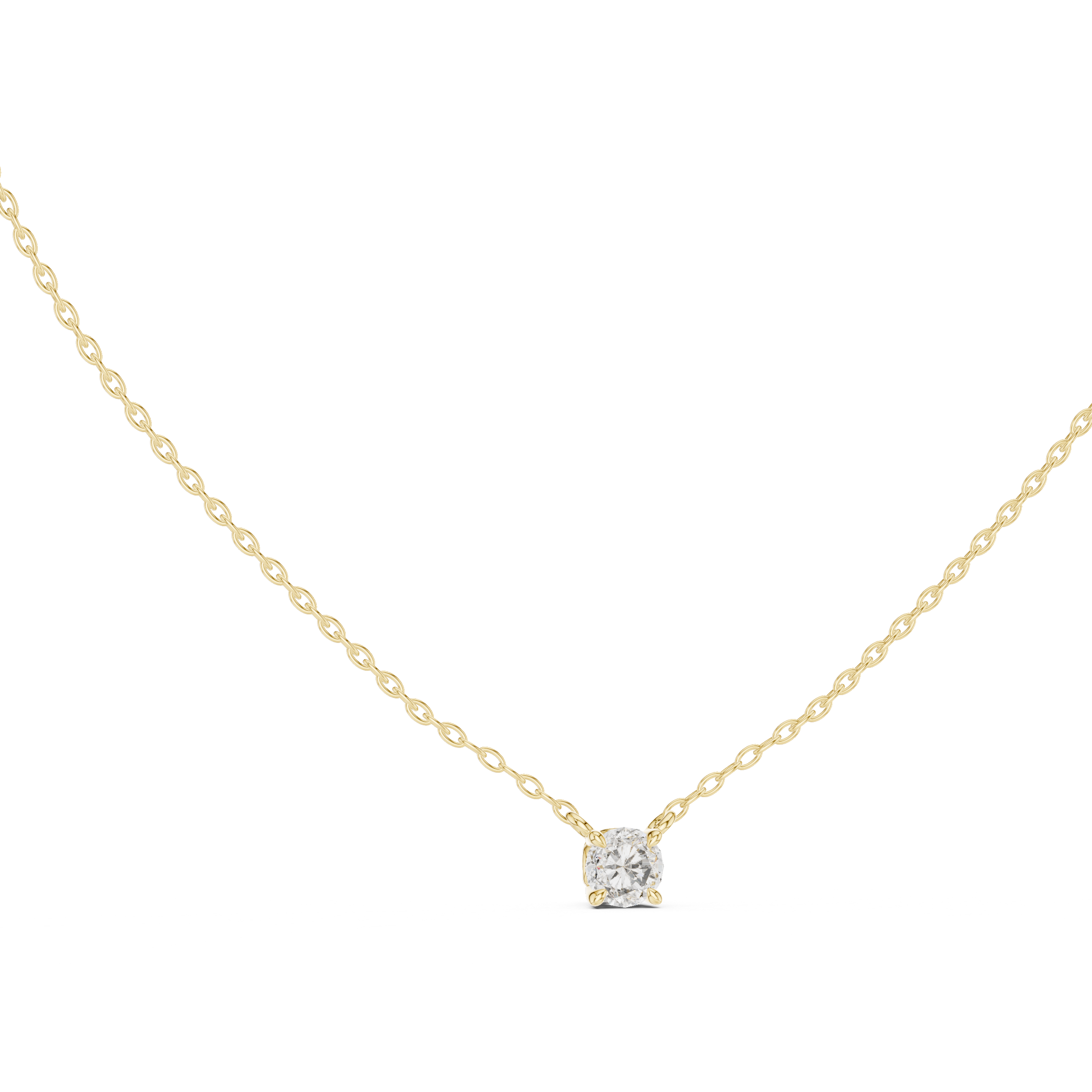 Classic Round Solitaire Gold Necklace