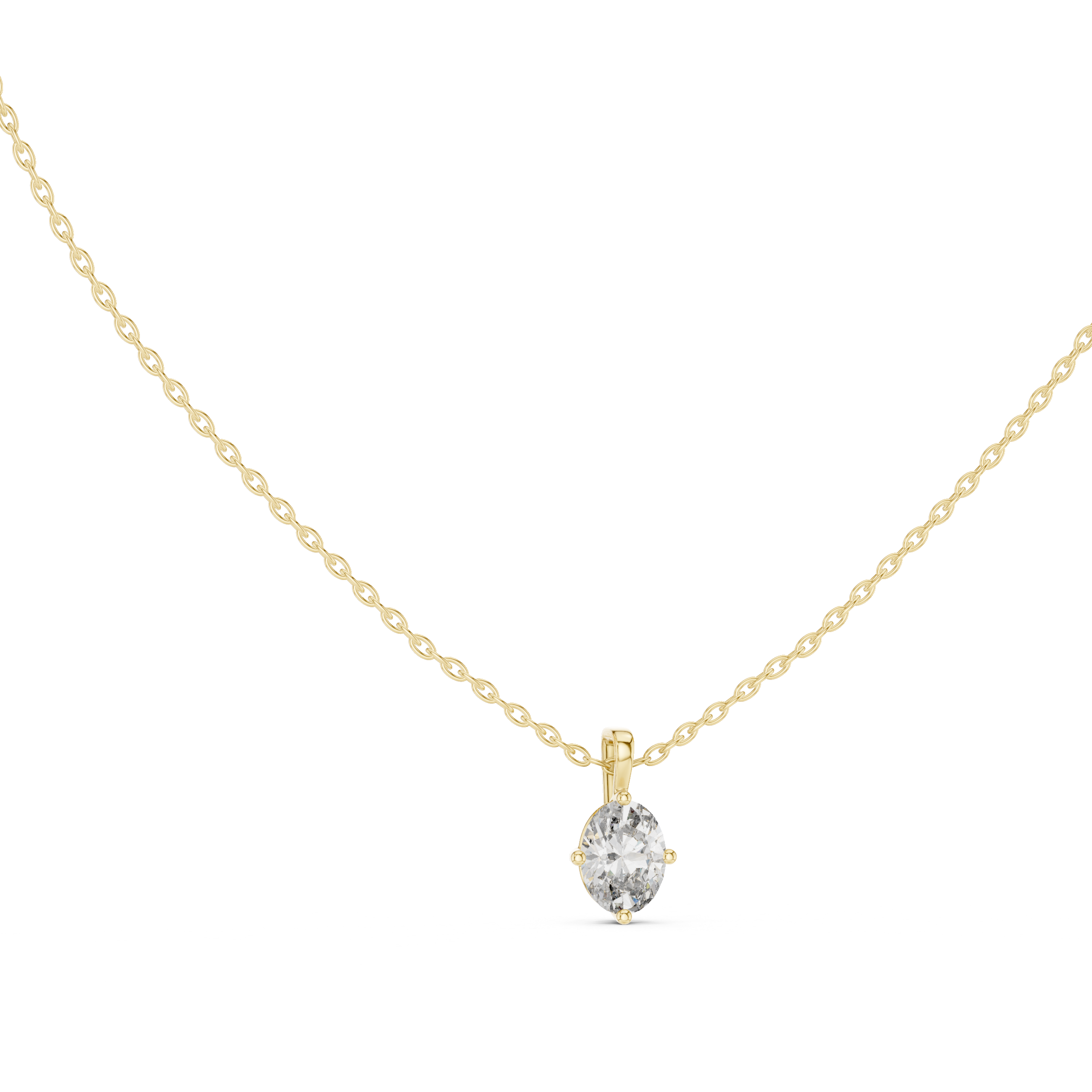 Elegant Oval-Cut Solitaire Gold Necklace