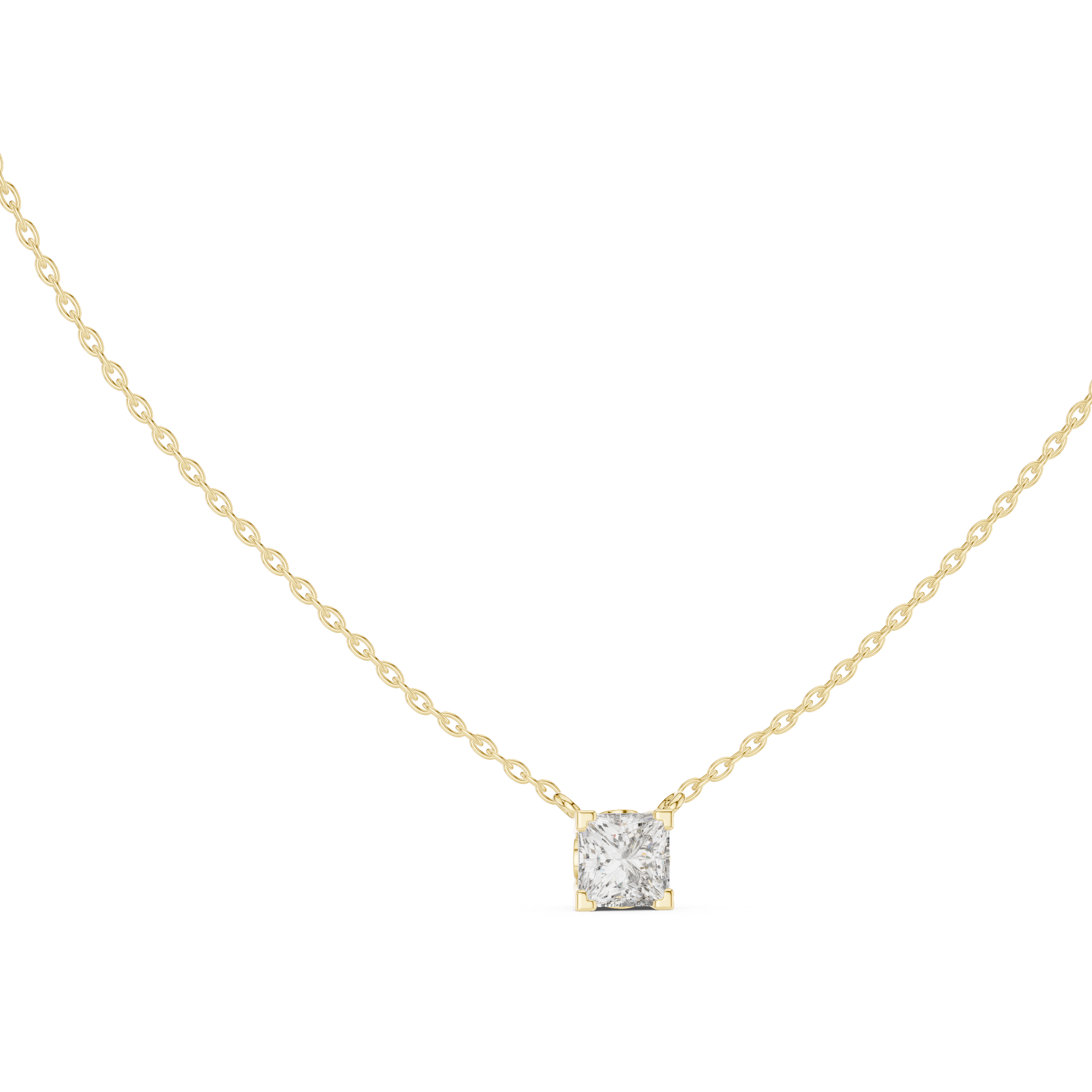 Elysia Square Solitaire Pendant Necklace