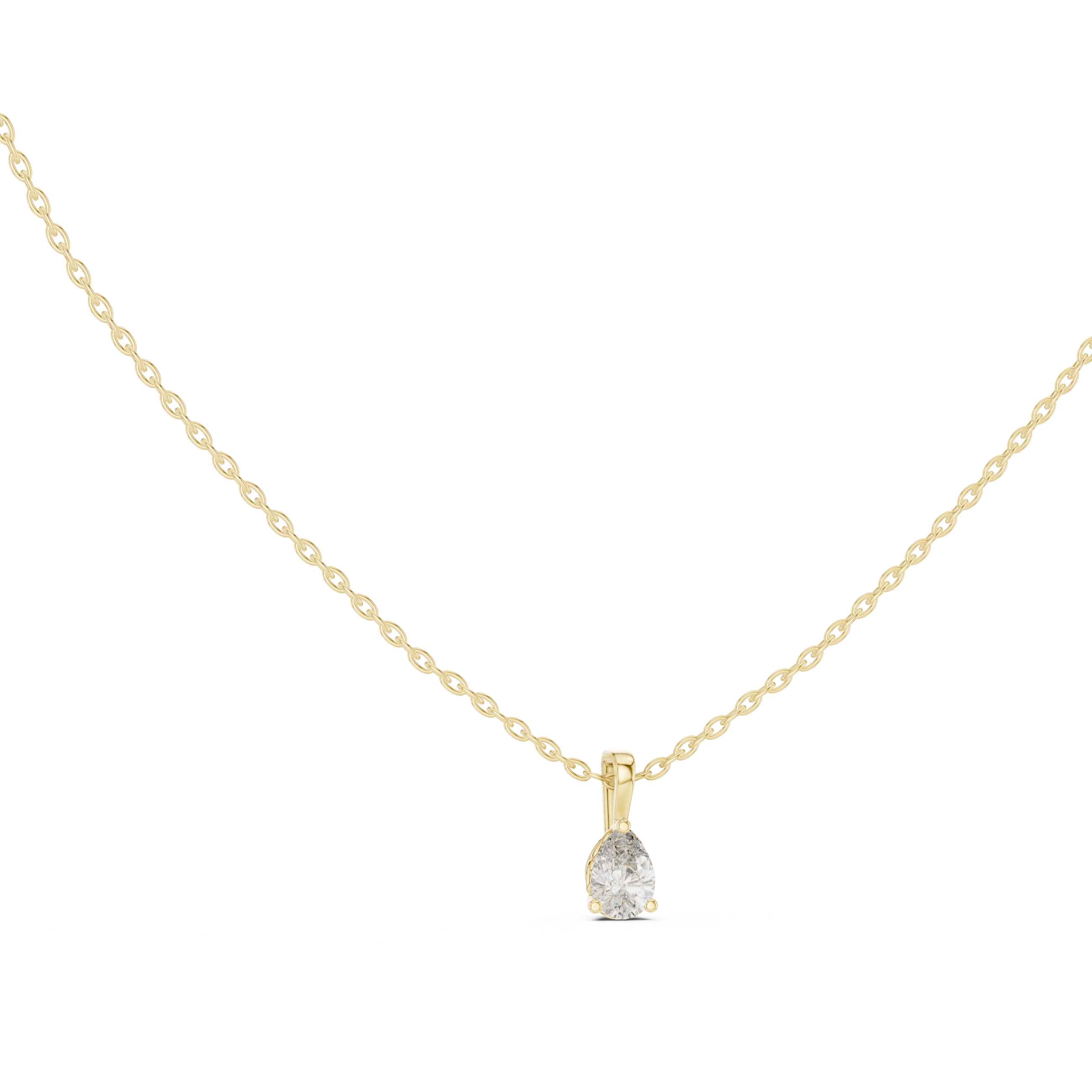Graceful Tear Solitaire Diamond Pendant Necklace