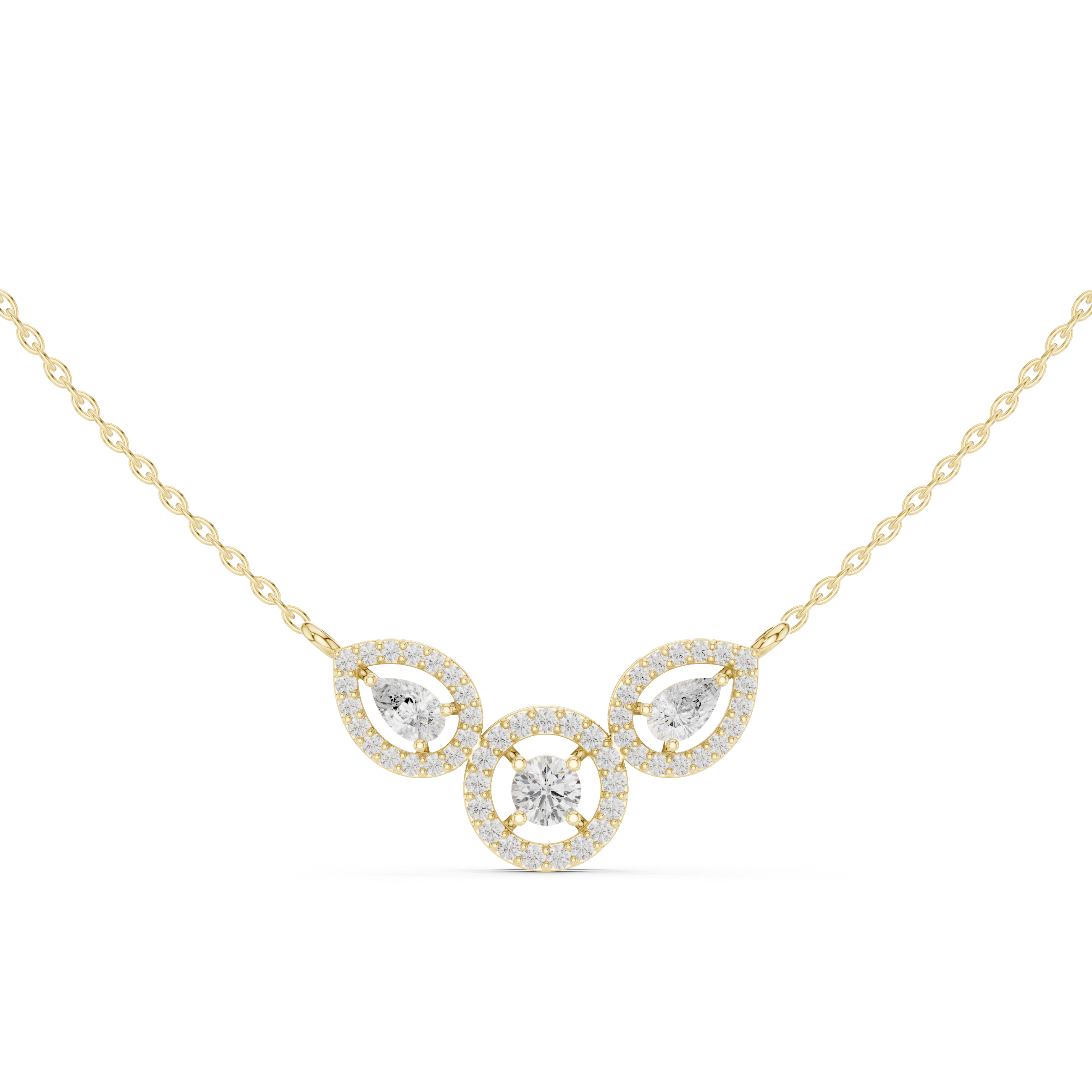 Grace Trio Diamond Pendant Necklace in Gold