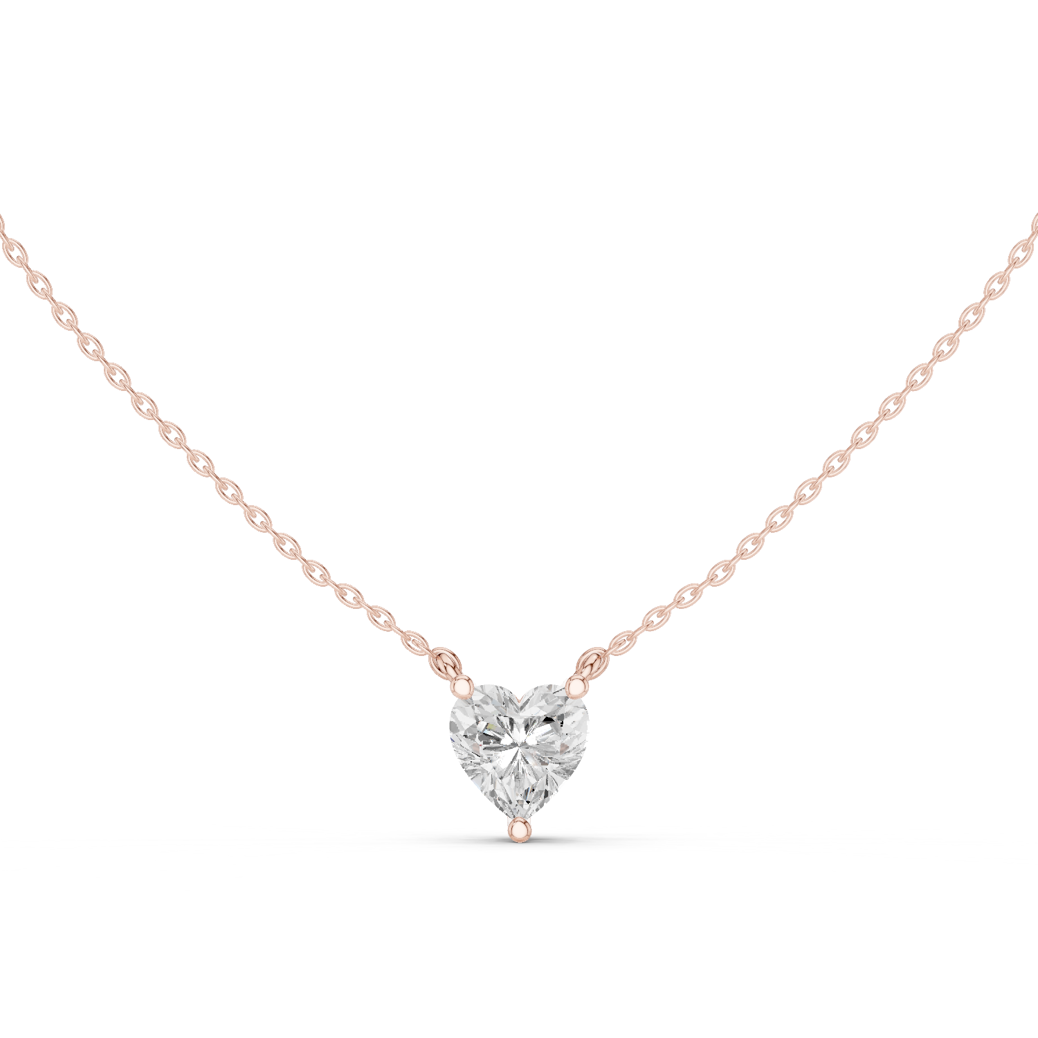 Rose Heart Solitaire Diamond Necklace