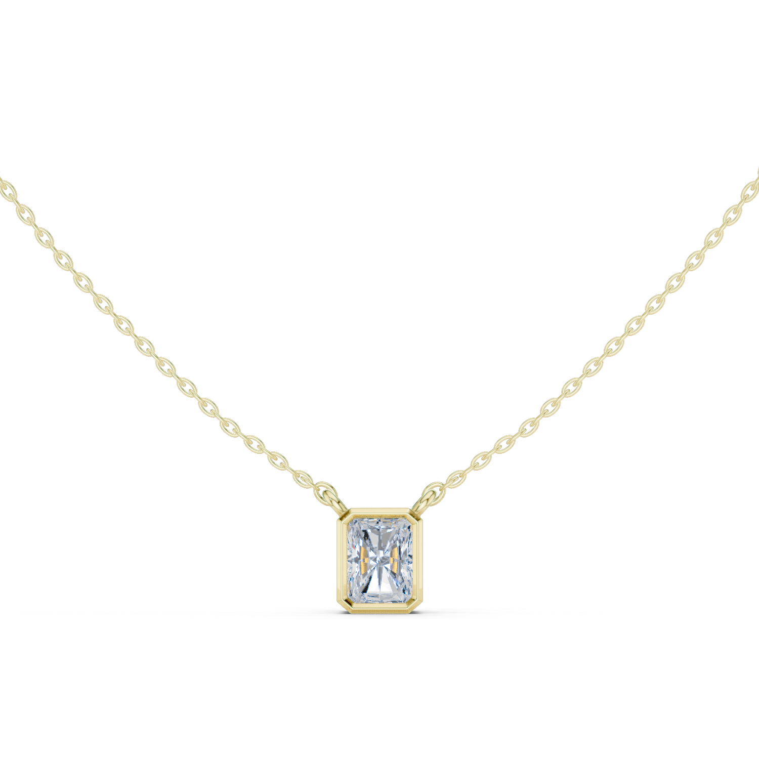 Bezel-Set Emerald-Cut Diamond Pendant