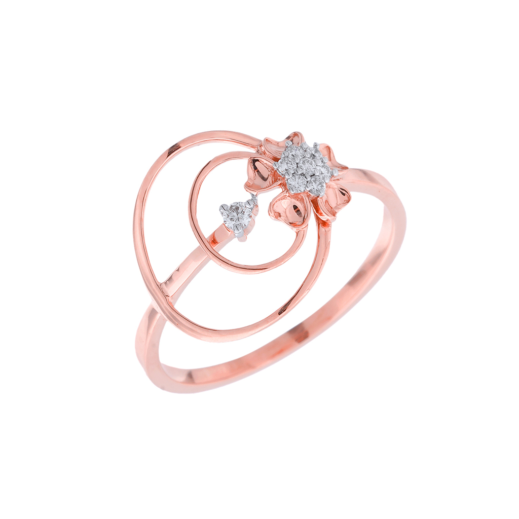 Rose Gold Heart Swirl Diamond Ring
