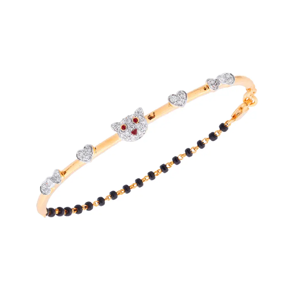 Yellow Gold Diamond Cat Motif Mangalsutra Bracelet