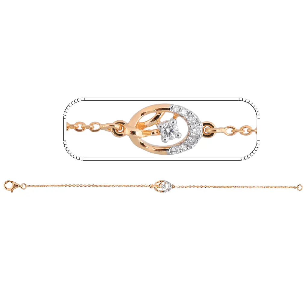 Rose Gold Diamond Crescent Solitaire Bracelet