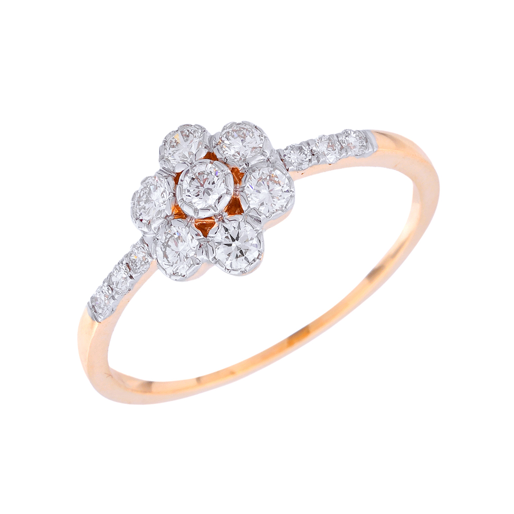 Floral Diamond Solitaire Ring with Side Accents