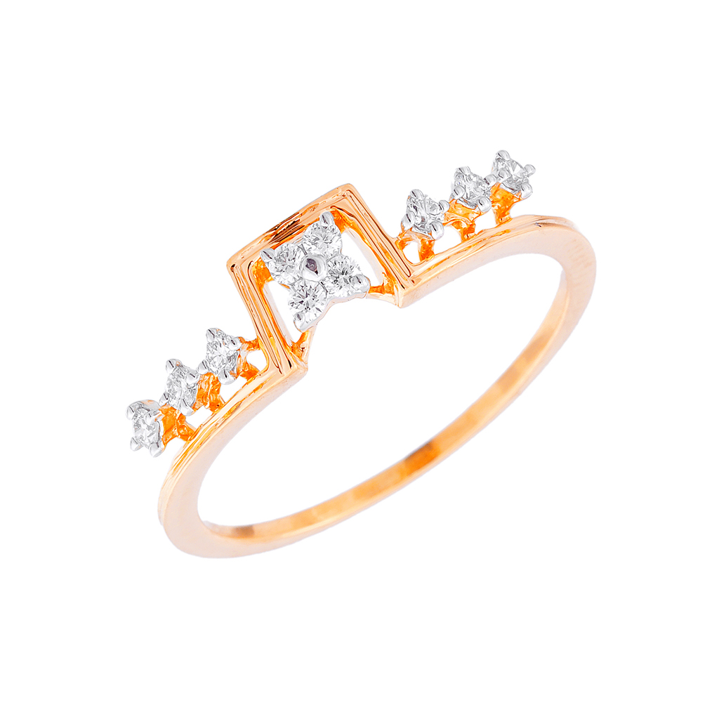 Geometric Square Diamond Accent Gold Ring