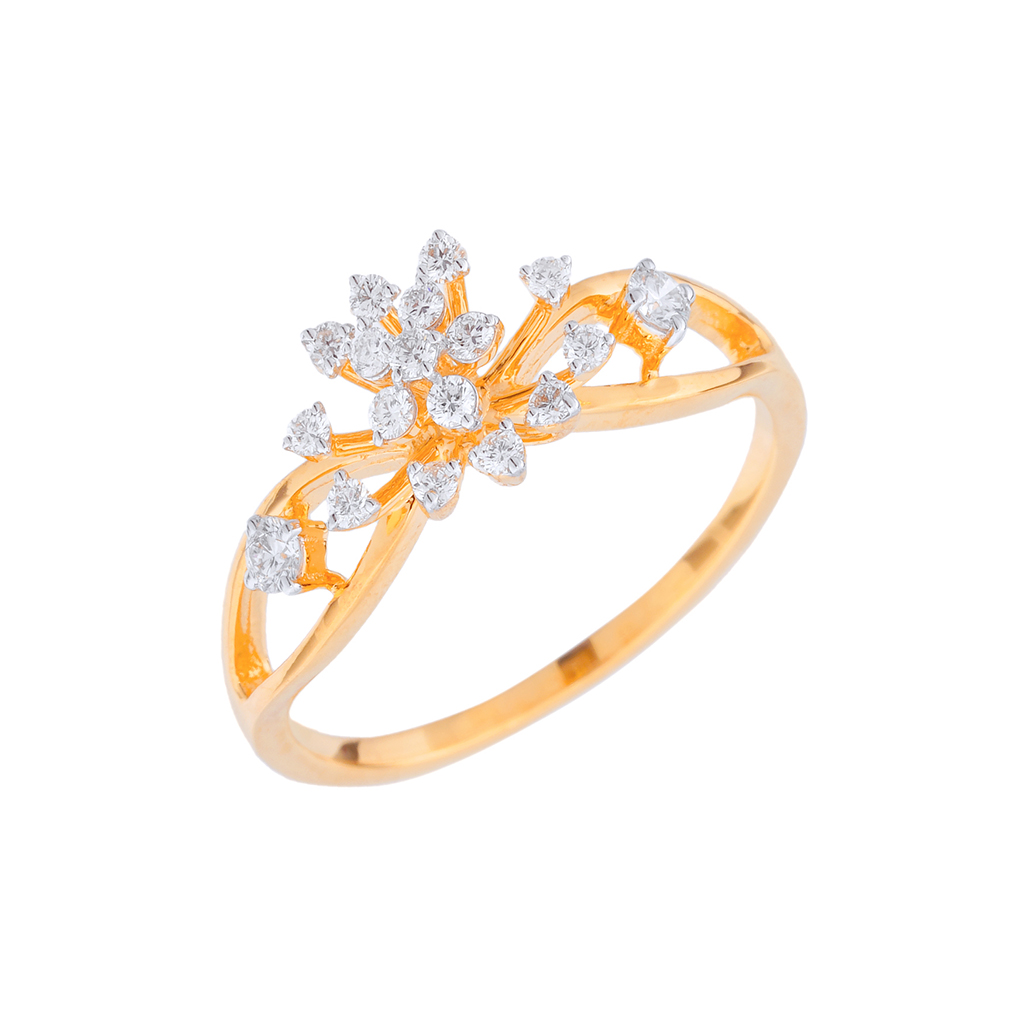 Floral Cluster Diamond Gold Ring