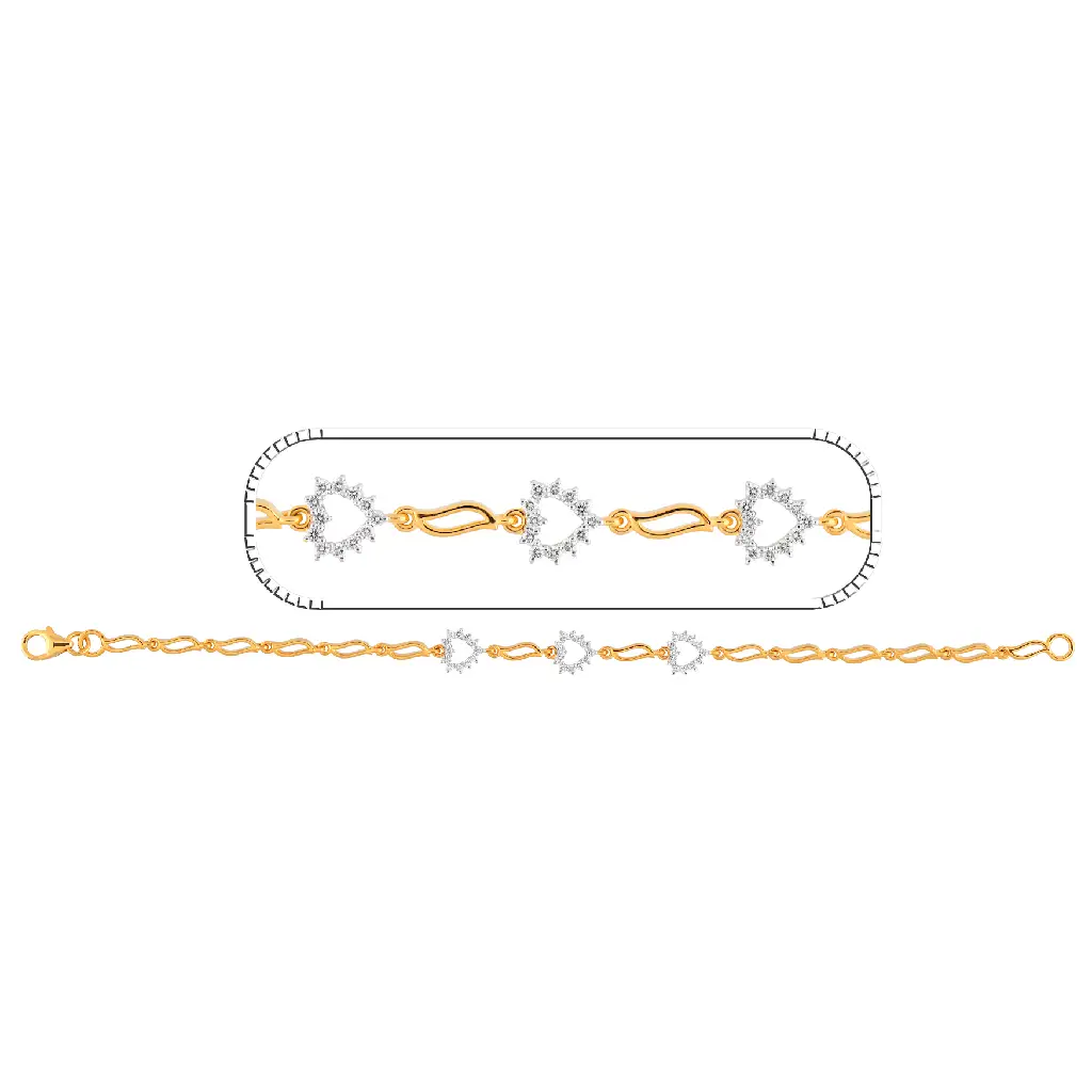 Yellow Gold Star Diamond Link Bracelet