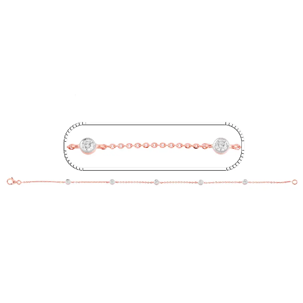Rose Gold Diamond Station Chain Bracelet