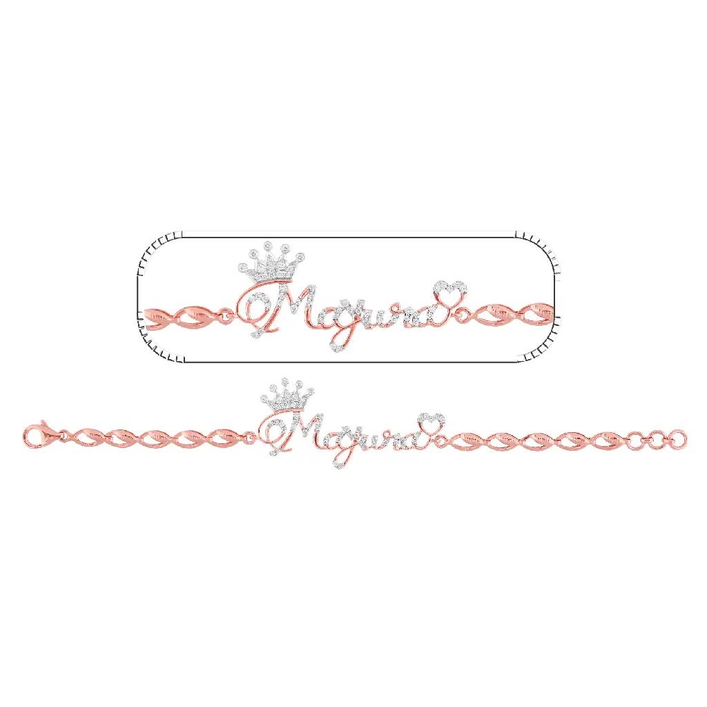 Rose Gold Diamond Crown Name Bracelet