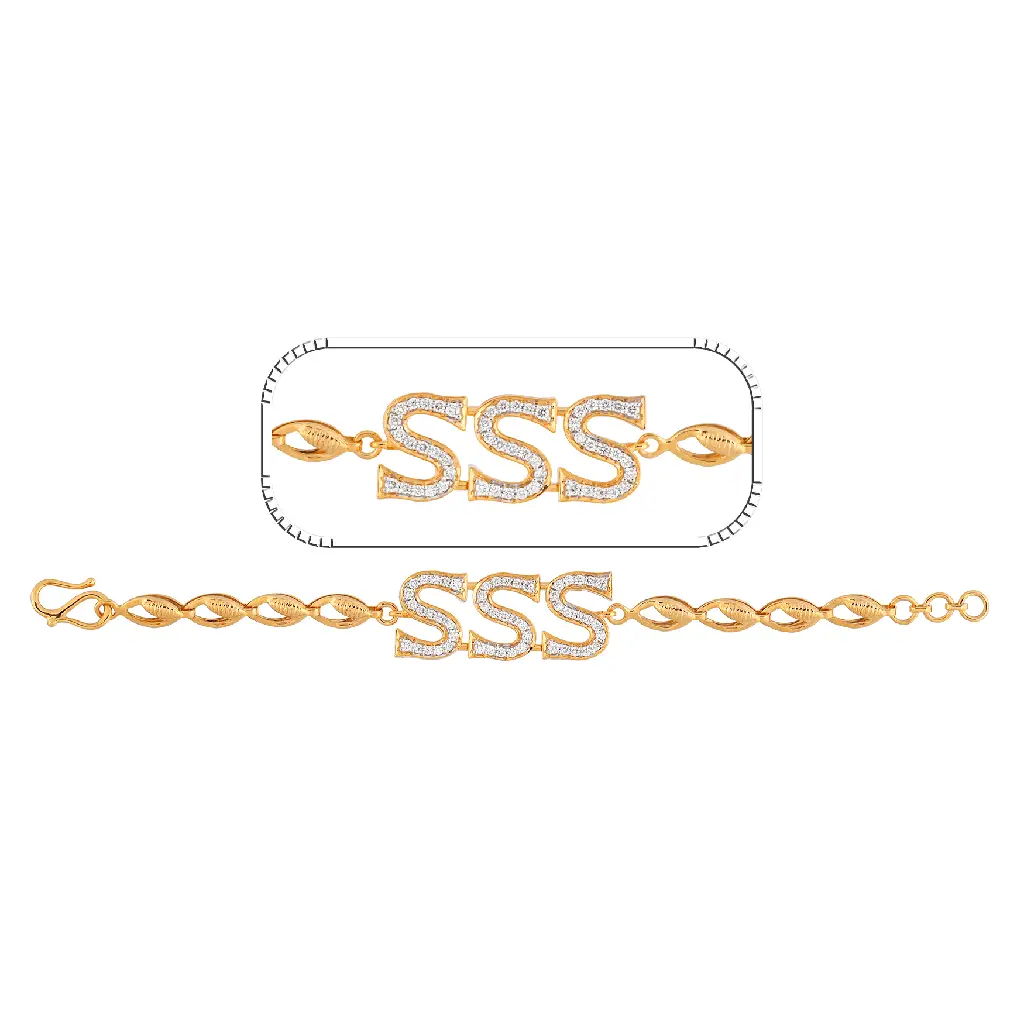 Customized “SSS” Diamond Initial Bracelet in Yellow Gold