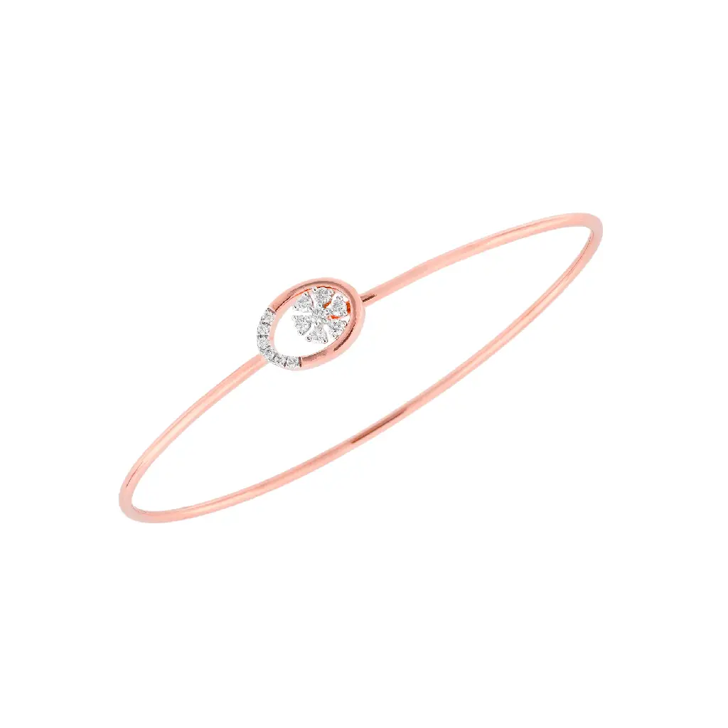 Rose Gold Solitaire Halo Diamond Bangle