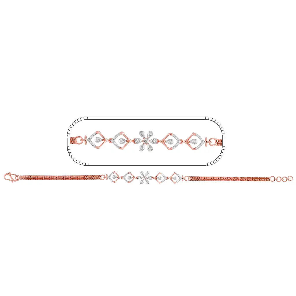 Rose Gold Floral Diamond Link Bracelet