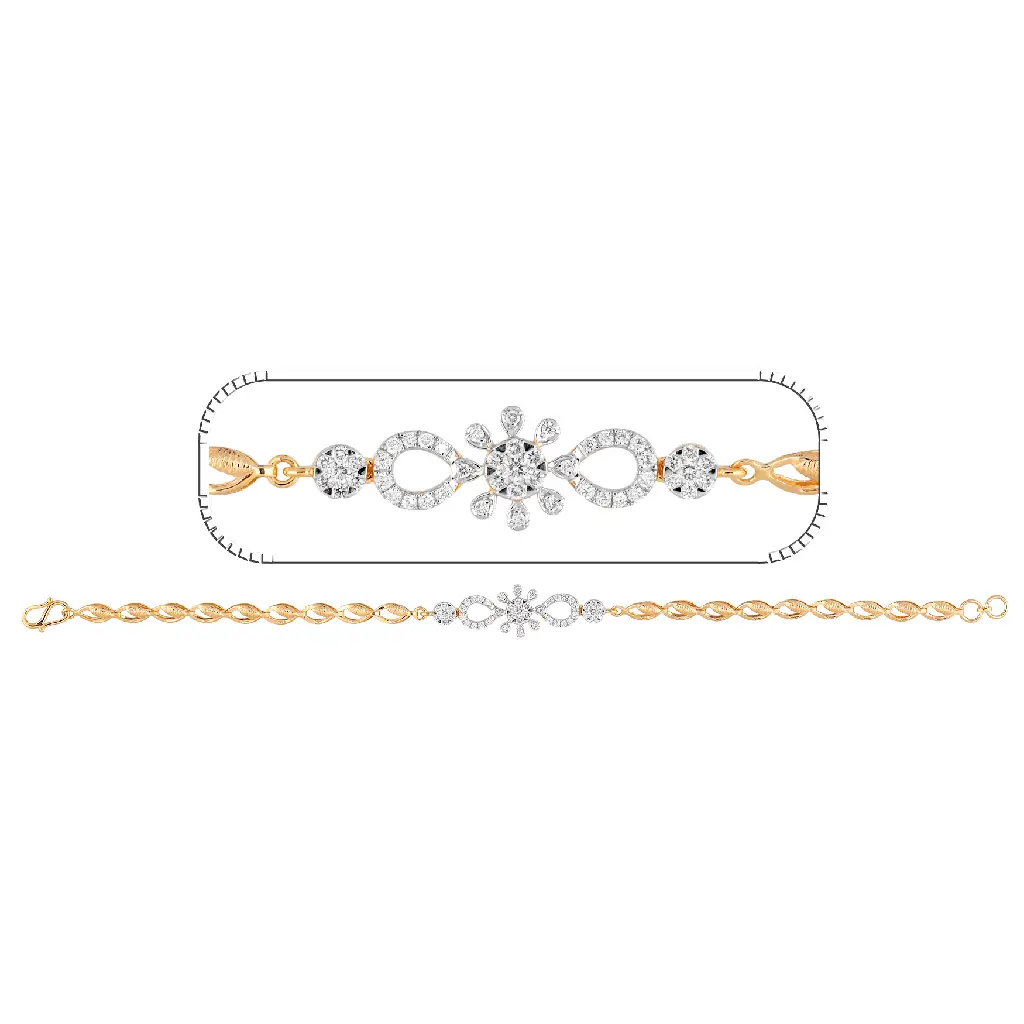 Yellow Gold Floral Diamond Center Bracelet