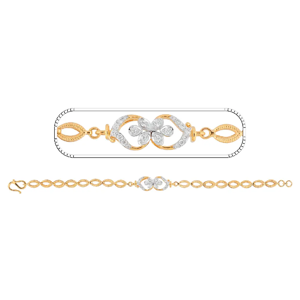 Yellow Gold Diamond Floral Swirl Bracelet