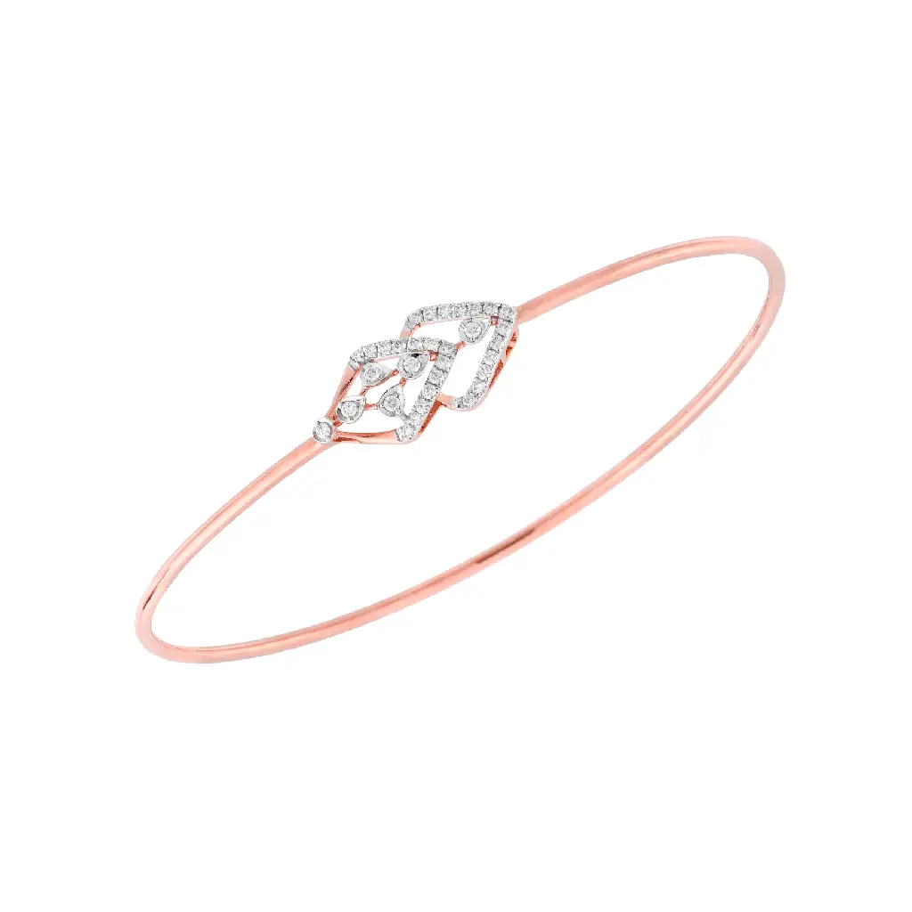 Rose Gold Diamond Layered Leaf Bangle