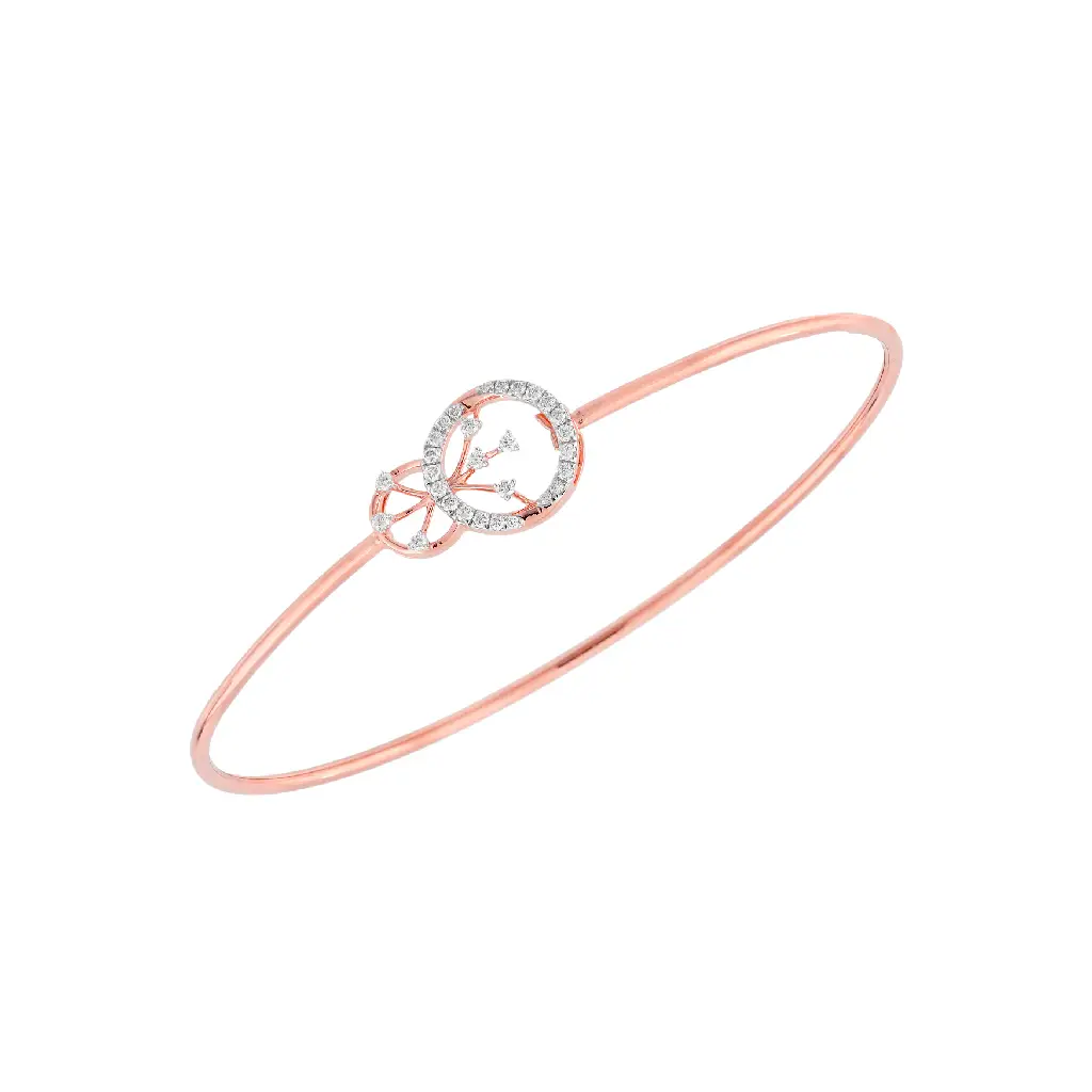 Rose Gold Diamond Floral Circle Bangle