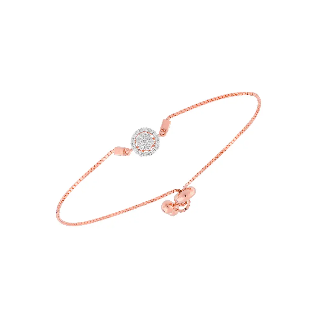 Rose Gold Diamond Halo Adjustable Bracelet