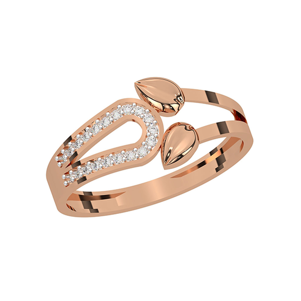 Nature-Inspired Rose Gold Diamond Open Ring