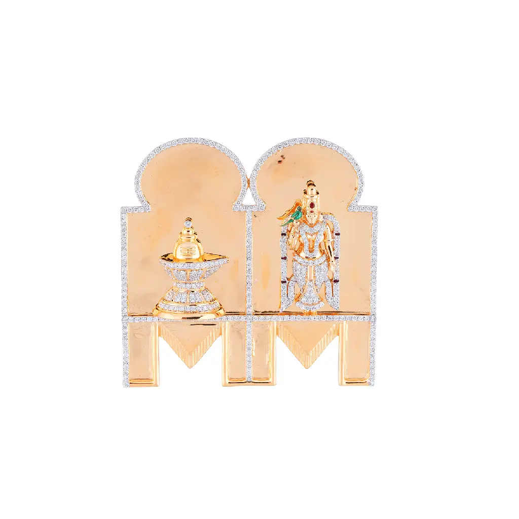Exquisite Gold and Diamond Shiva-Murugan Divine Pendant Frame