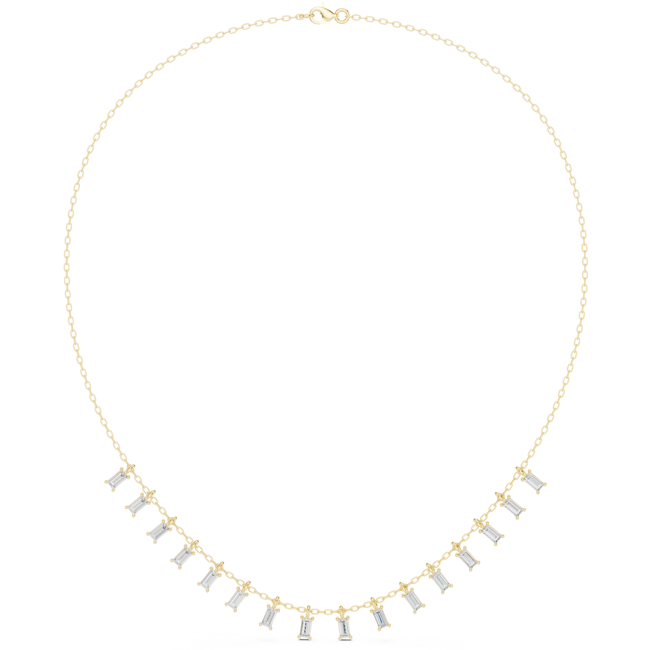 Rosé Baguette Fringe Necklace