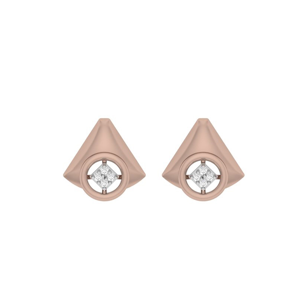 Minimal Triangle Diamond Gold EarRing