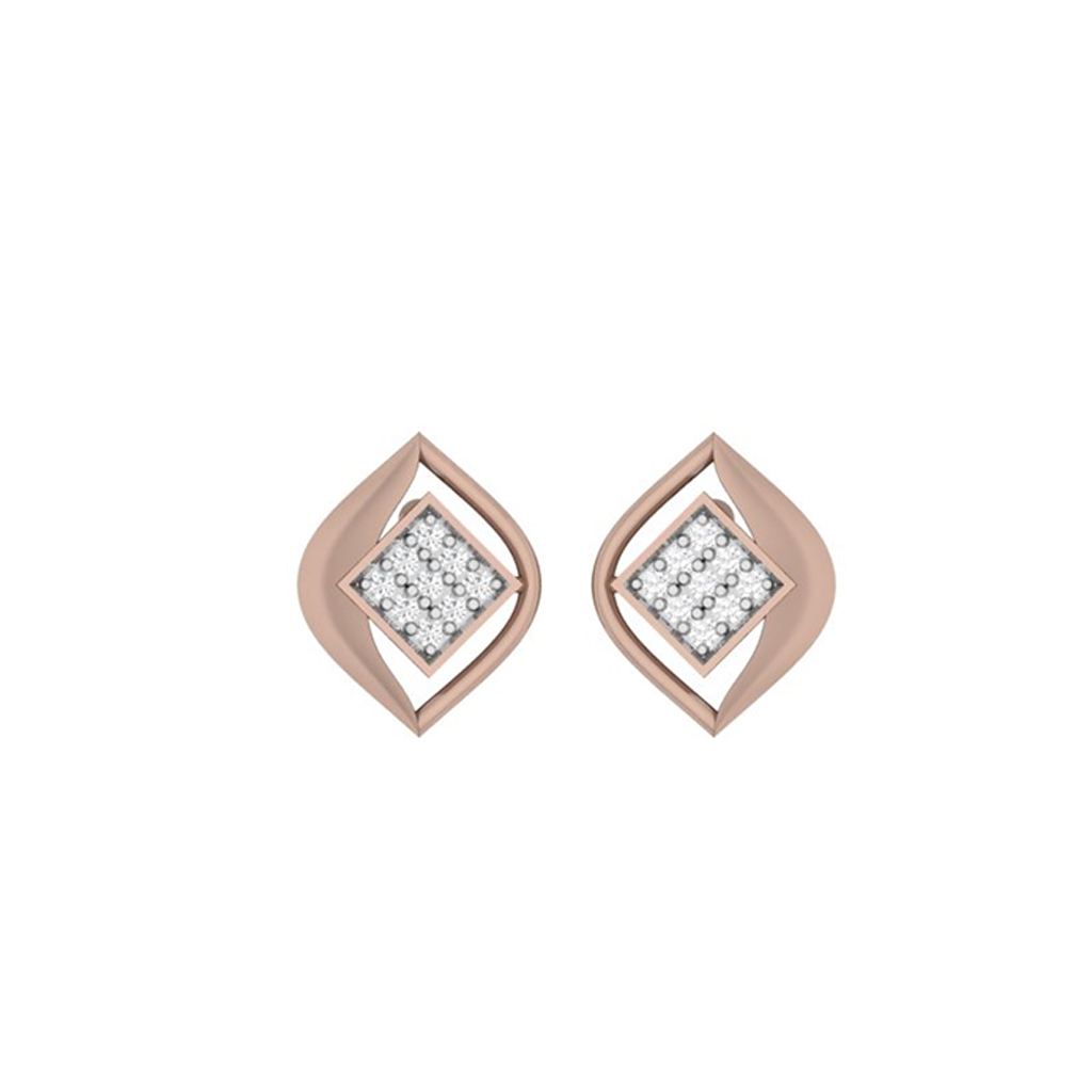 Diamond Shape Frame Diamond Gold EarRing